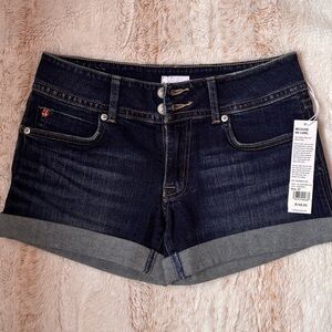 Hudson Jeans Dark Indigo Rolled Cuff Denim Shorts